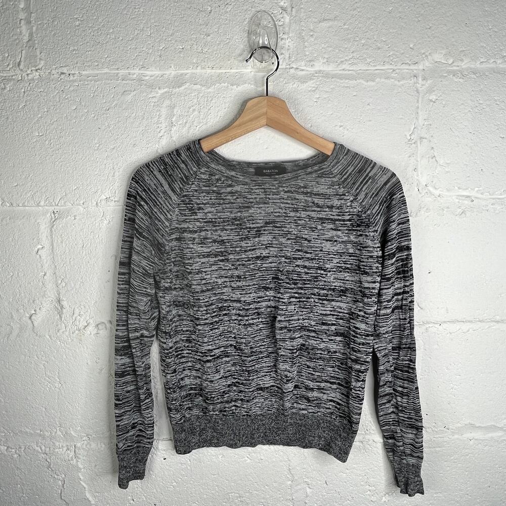 Aritzia Babaton Women's Space Dye Raglan Long Sleeve Sweater Black Gray‎ XS